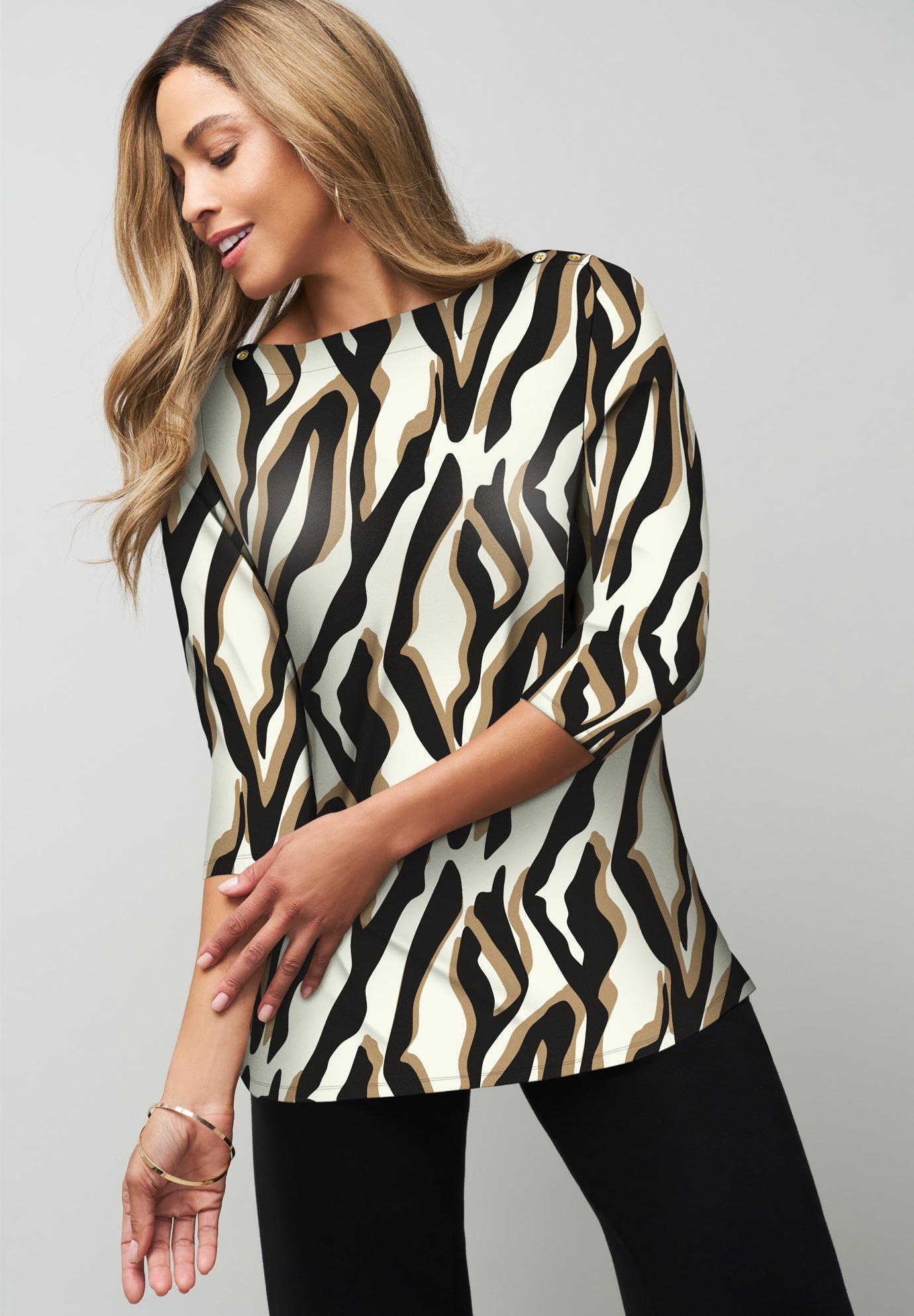 Stretch Cotton Boatneck Tunic image number 0