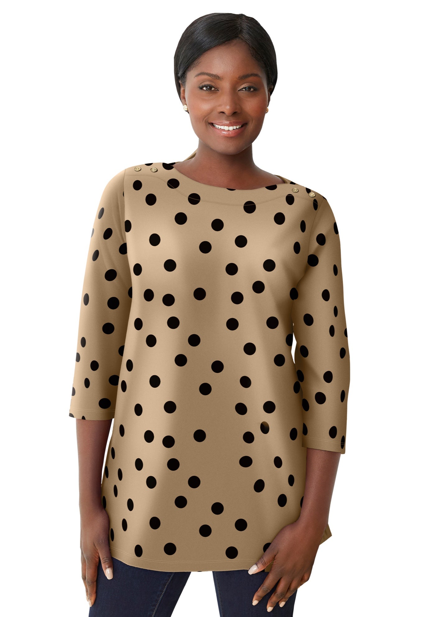 Stretch Cotton Boatneck Tunic image number 0