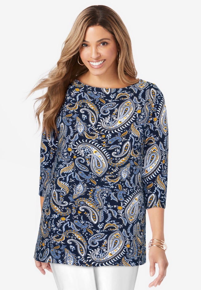 Stretch Cotton Boatneck Tunic image number 0