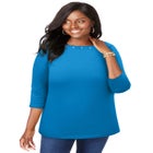 Stretch Cotton Boatneck Tunic image number null