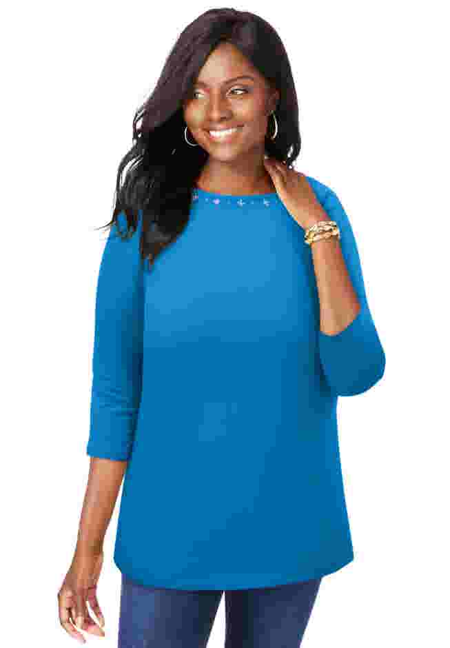 Stretch Cotton Boatneck Tunic image number 0