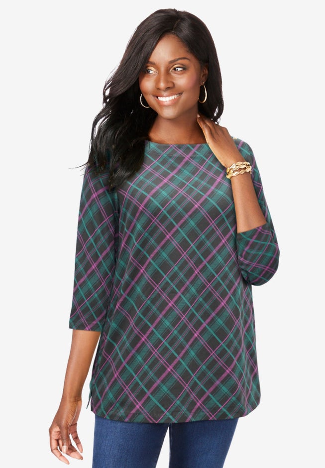 Stretch Cotton Boatneck Tunic image number 0
