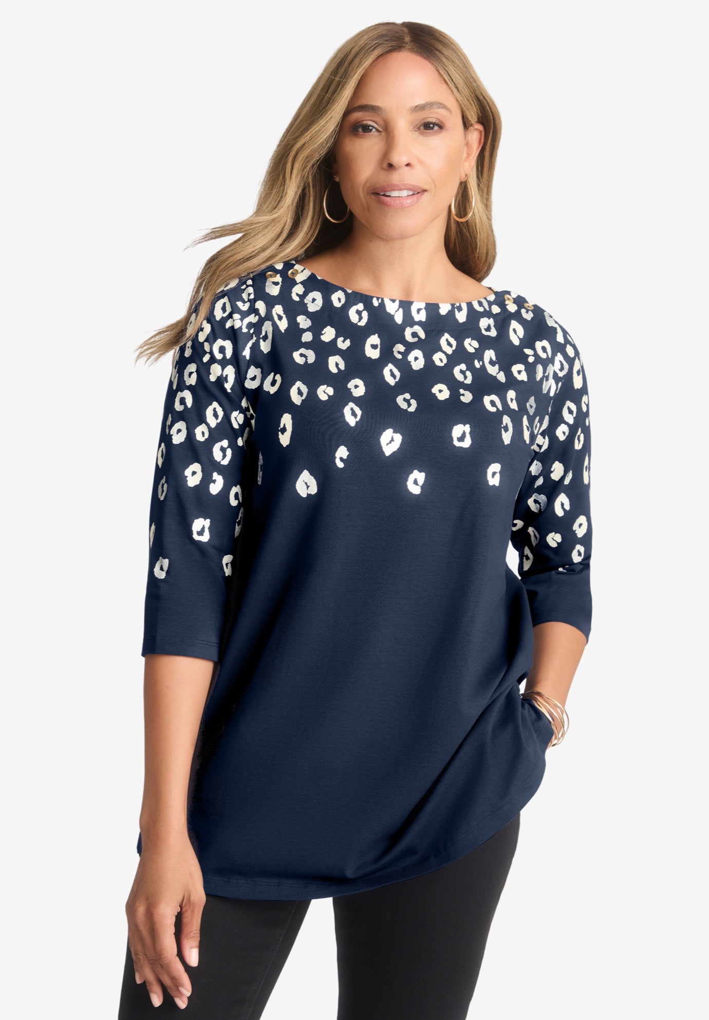 Stretch Cotton Boatneck Tunic image number 0