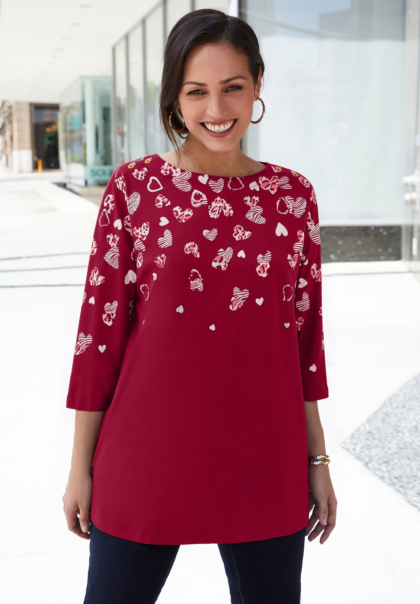 Stretch Cotton Boatneck Tunic image number 0