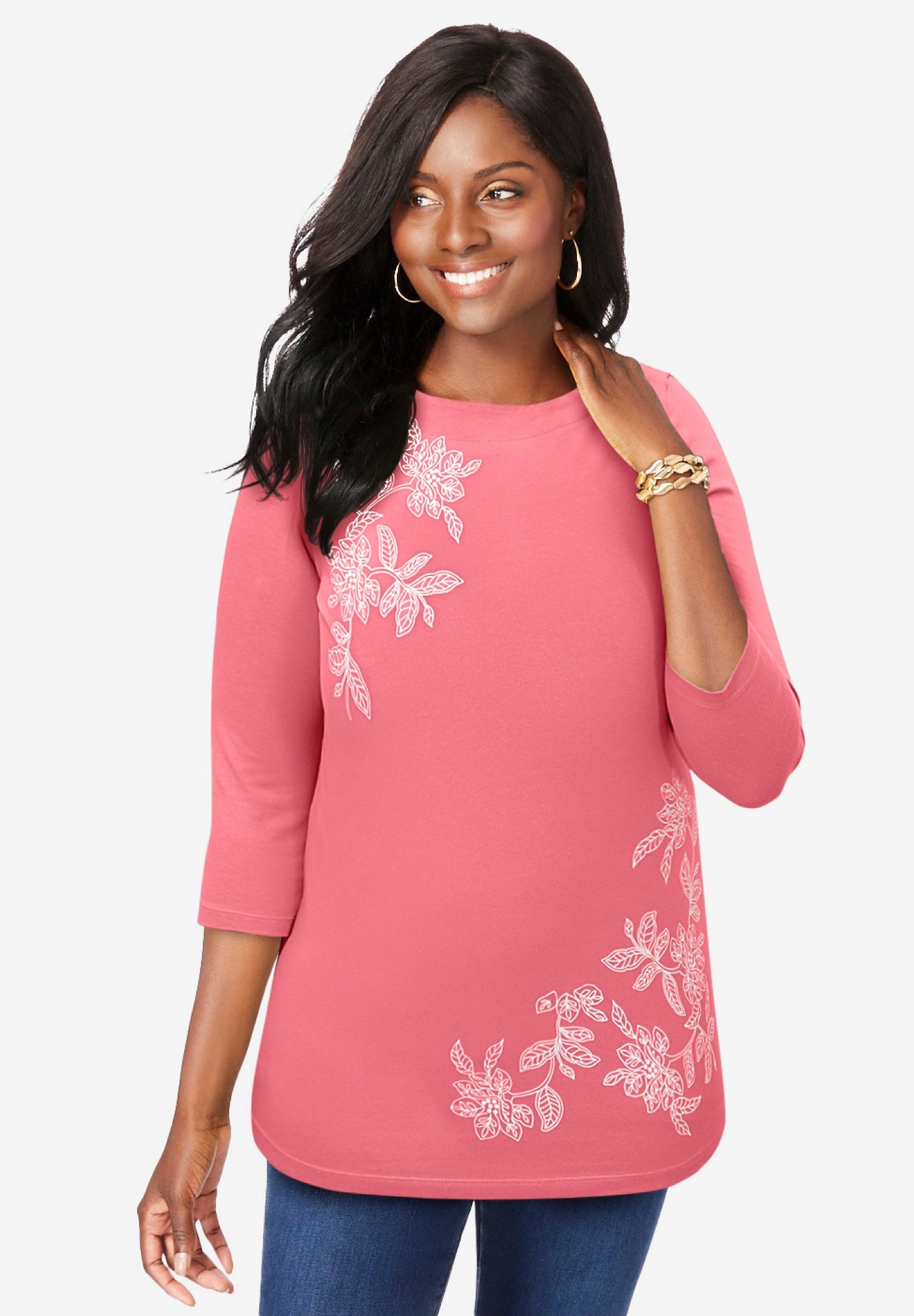 Stretch Cotton Boatneck Tunic image number 0