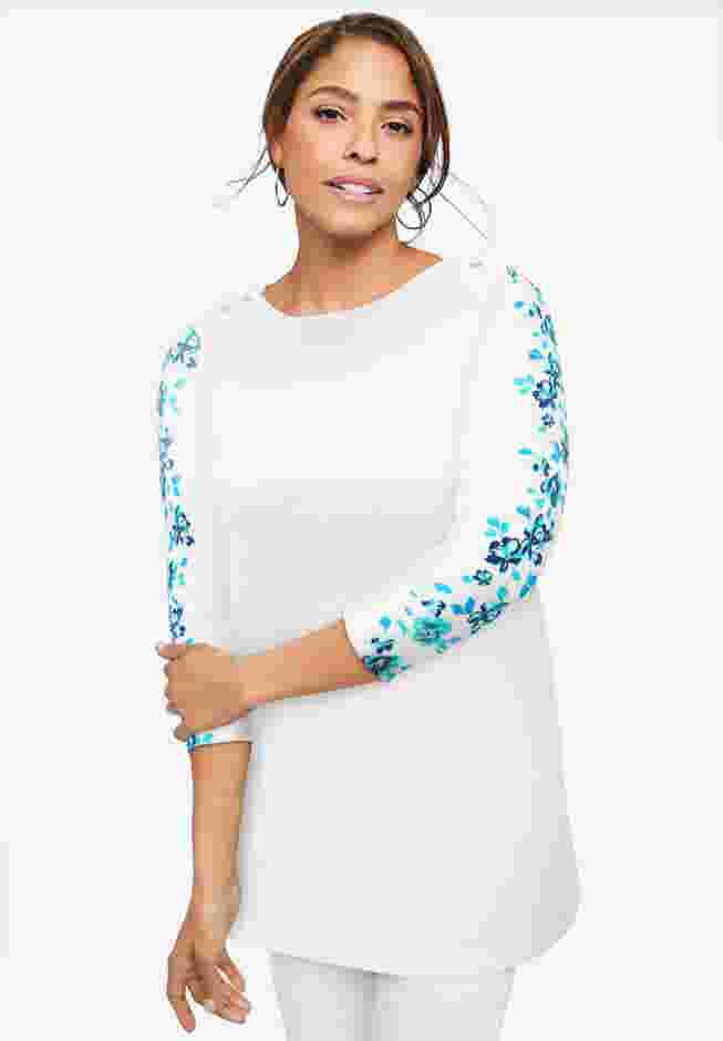 Stretch Cotton Boatneck Tunic image number 0