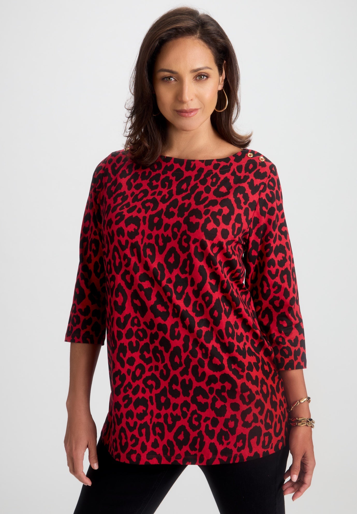 Stretch Cotton Boatneck Tunic image number 0