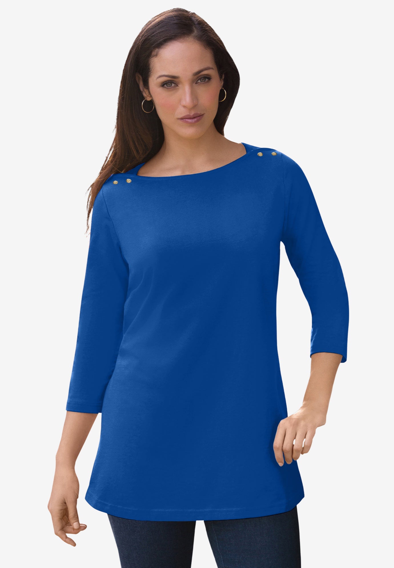 Stretch Cotton Boatneck Tunic image number 0