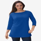 Stretch Cotton Boatneck Tunic image number null