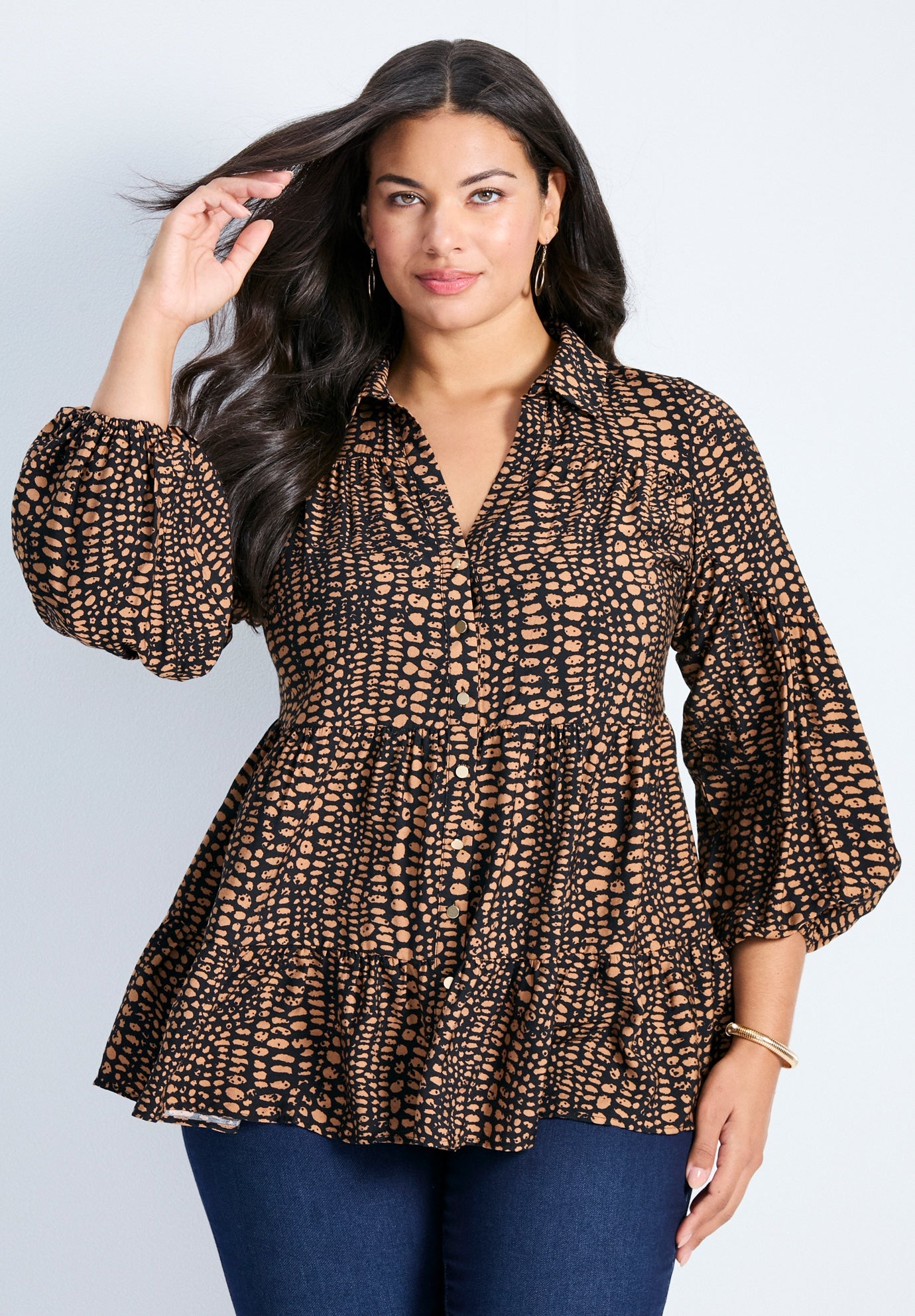 Flora Blouson Tiered Tunic image number 0