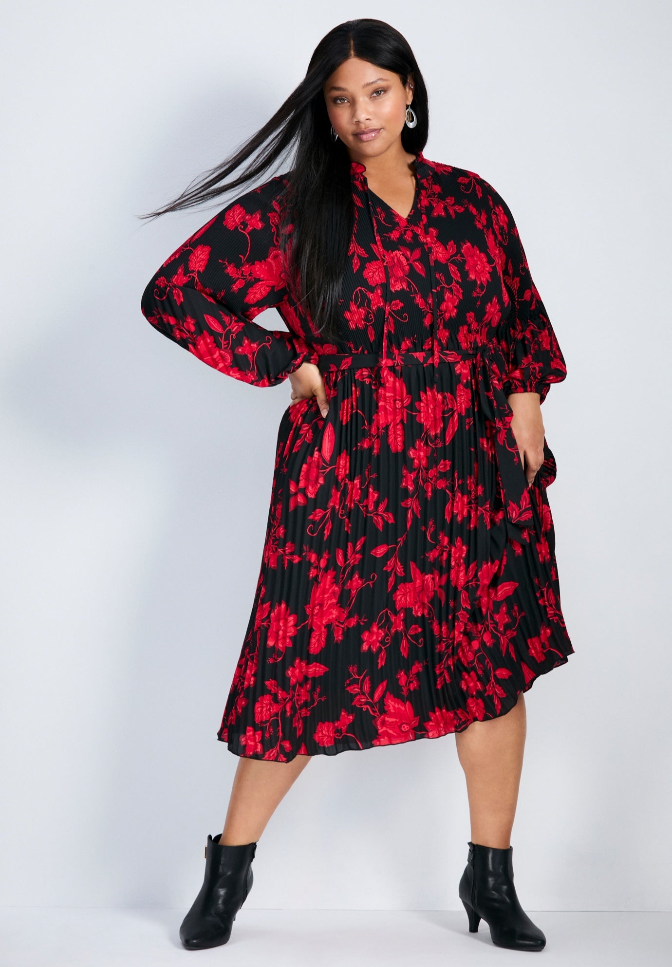 Liana Pleated Blouson Sleeve Dress image number 0