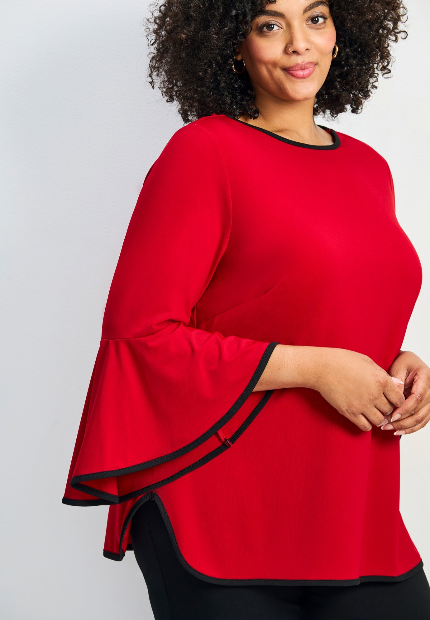 Ivana Contrast Bell Sleeve Top image number 1
