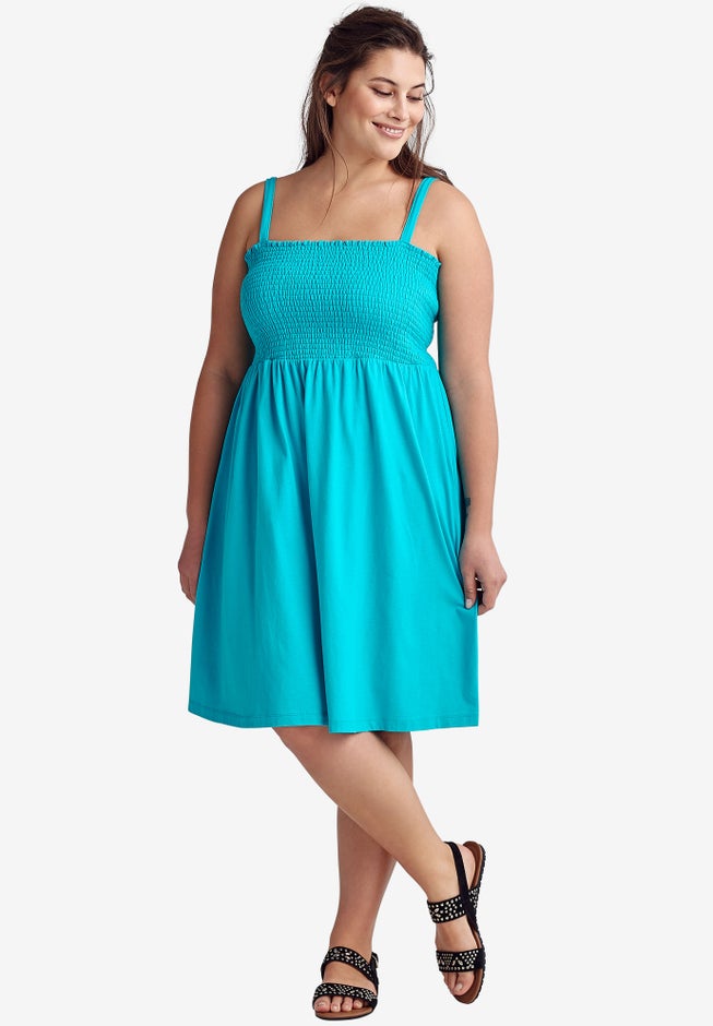 Smocked Bodice Tank Dress image number 2