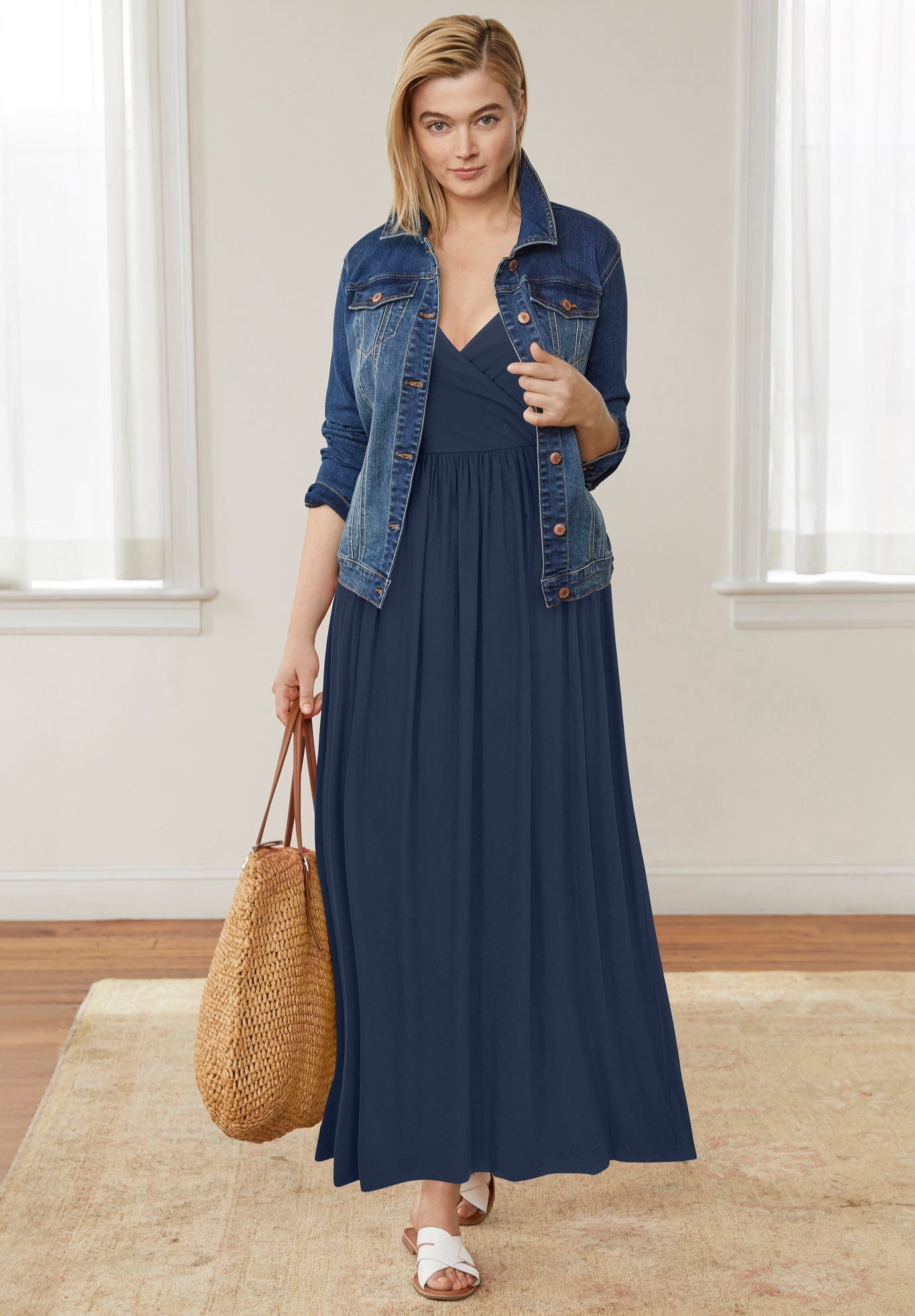 Stretch Knit Surplice Tank Maxi Dress image number 0