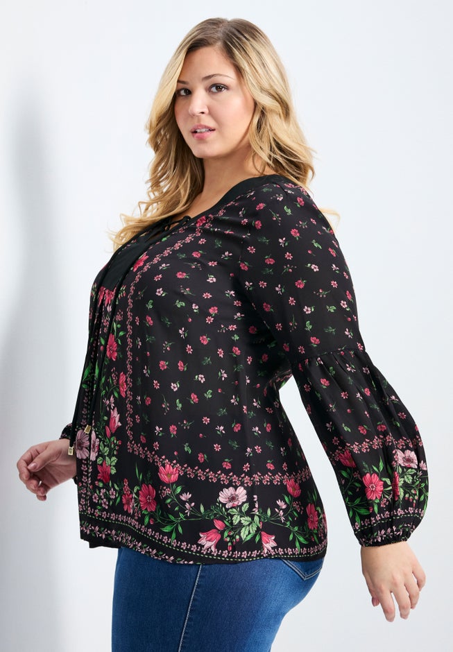 Tamlyn Lace Up Print Top image number 2