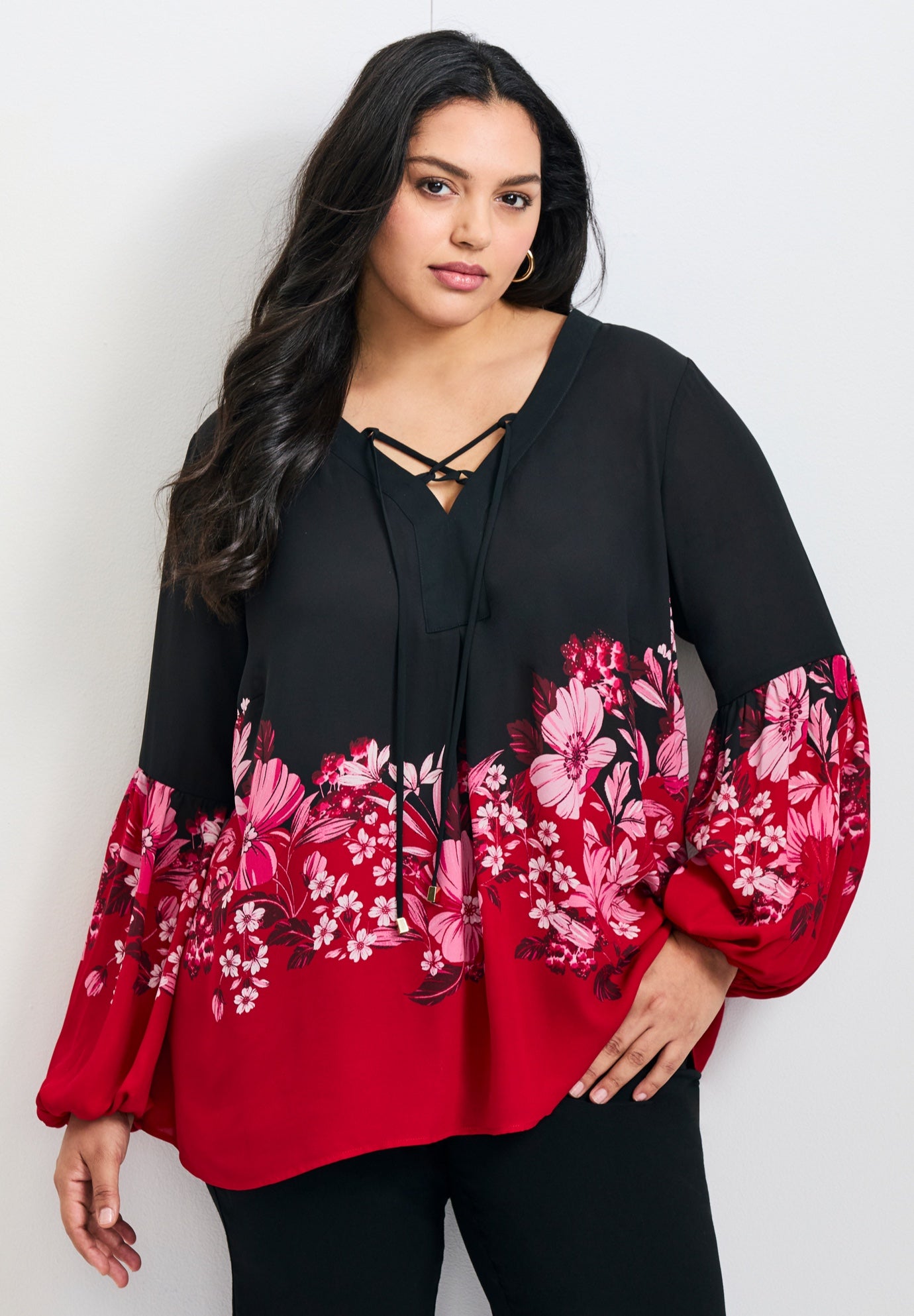 Tamlyn Lace Up Print Top image number 0