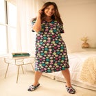 V-Neck Short Sleeve Knee-Length Cotton Sleepshirt image number null