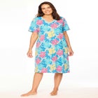 V-NECK SHORT SLEEVE KNEE-LENGTH COTTON SLEEPSHIRT image number null