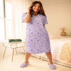 V-Neck Short Sleeve Knee-Length Cotton Sleepshirt image number null