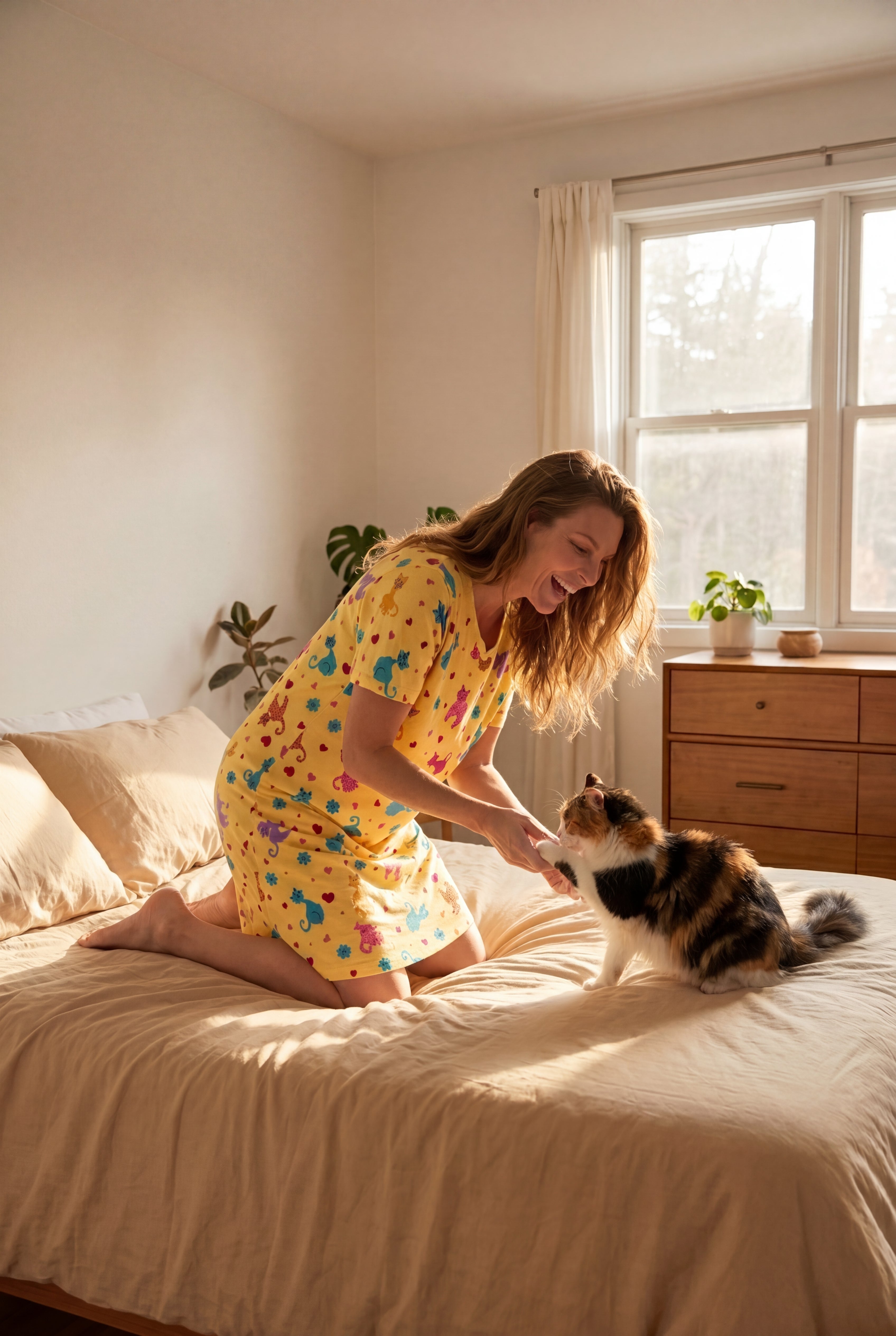 V-Neck Short Sleeve Knee-Length Cotton Sleepshirt image number 0