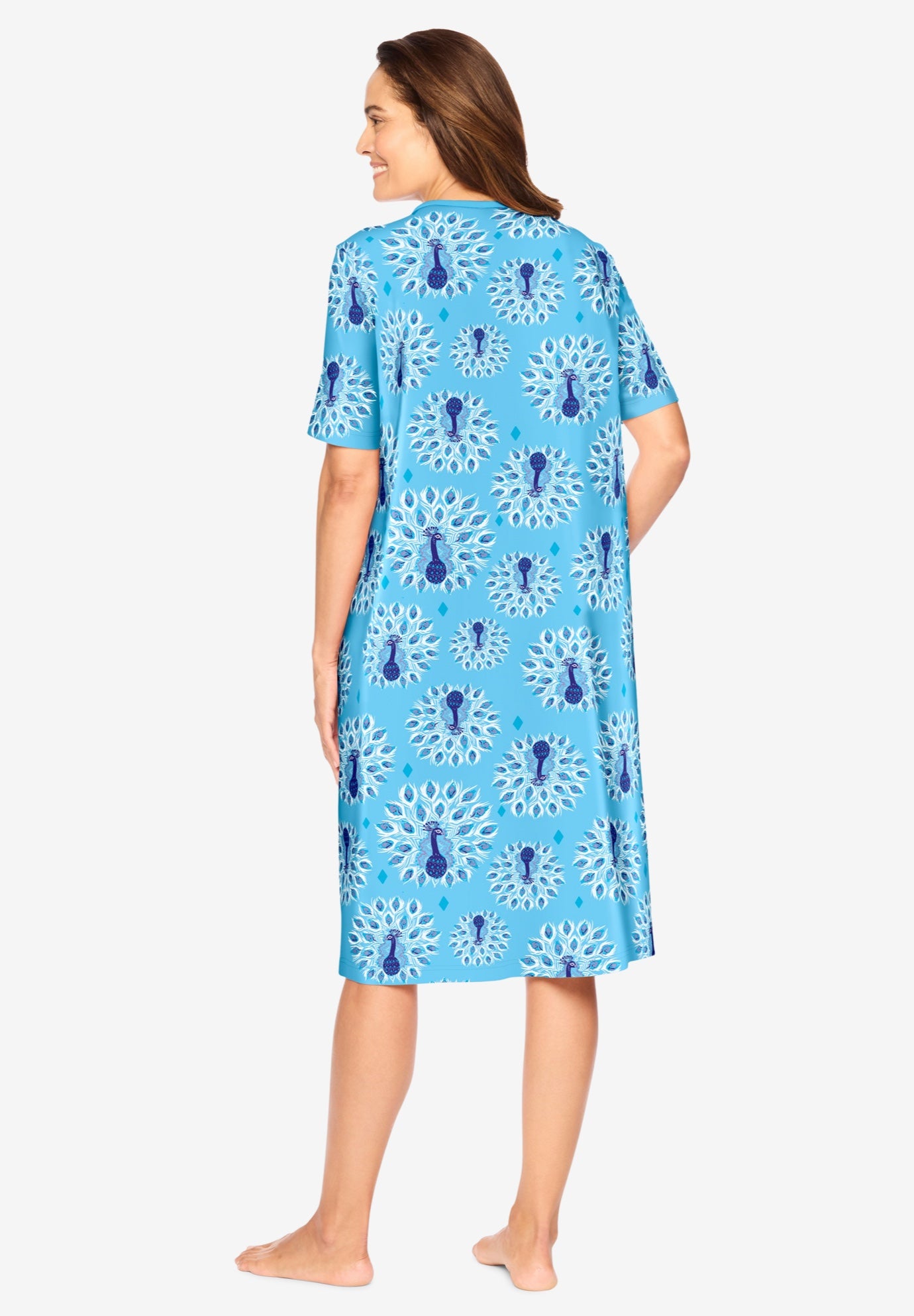 V-Neck Short Sleeve Knee-Length Cotton Sleepshirt image number 1