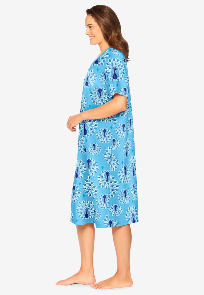V-Neck Short Sleeve Knee-Length Cotton Sleepshirt image number 2