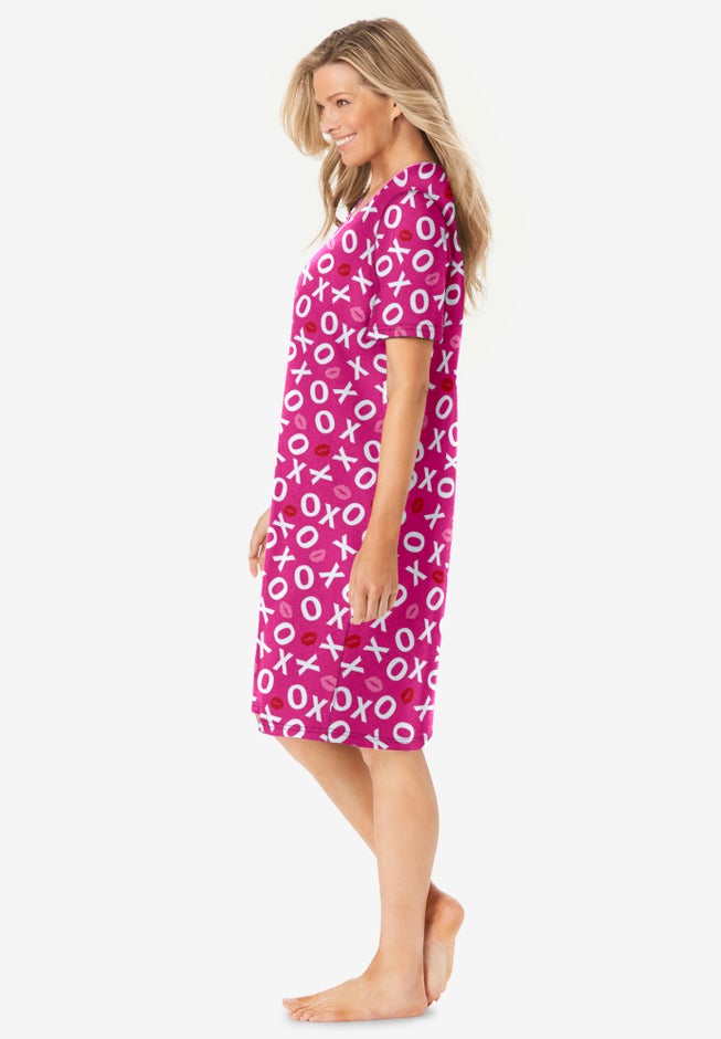 V-Neck Short Sleeve Knee-Length Cotton Sleepshirt image number 2