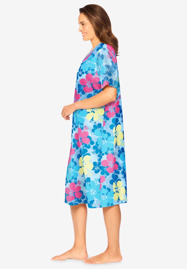 V-Neck Short Sleeve Knee-Length Cotton Sleepshirt image number 2