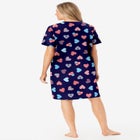 V-NECK SHORT SLEEVE KNEE-LENGTH COTTON SLEEPSHIRT image number null