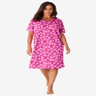 V-Neck Short Sleeve Knee-Length Cotton Sleepshirt image number null
