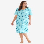 V-NECK SHORT SLEEVE KNEE-LENGTH COTTON SLEEPSHIRT image number null