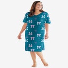 V-Neck Short Sleeve Knee-Length Cotton Sleepshirt image number null