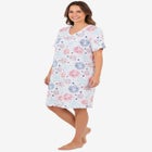 V-Neck Short Sleeve Knee-Length Cotton Sleepshirt image number null