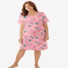 V-Neck Short Sleeve Knee-Length Cotton Sleepshirt image number null