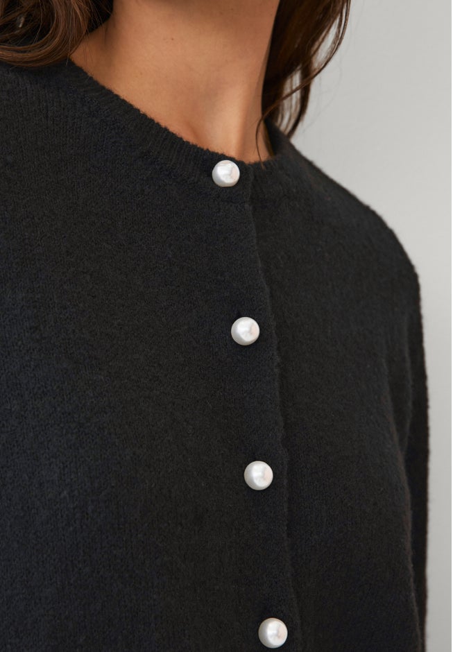 Stretch Pearl Button Front Cardigan Sweater image number 2