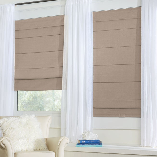 Cordless Large Fold Woven Blackout Roman Shade image number 1