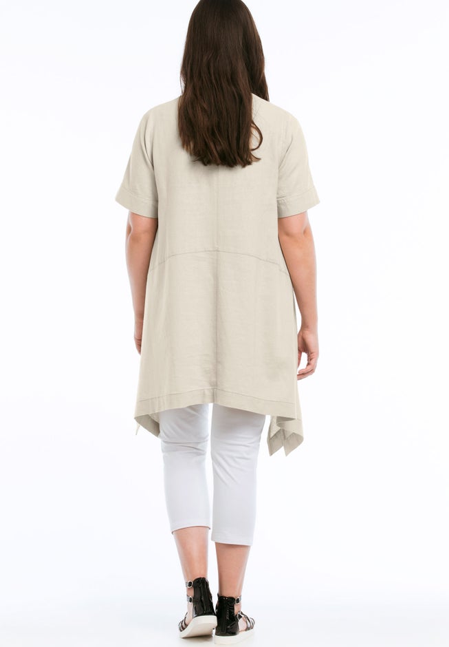 Linen-Blend Hanky Hem Tunic image number 1