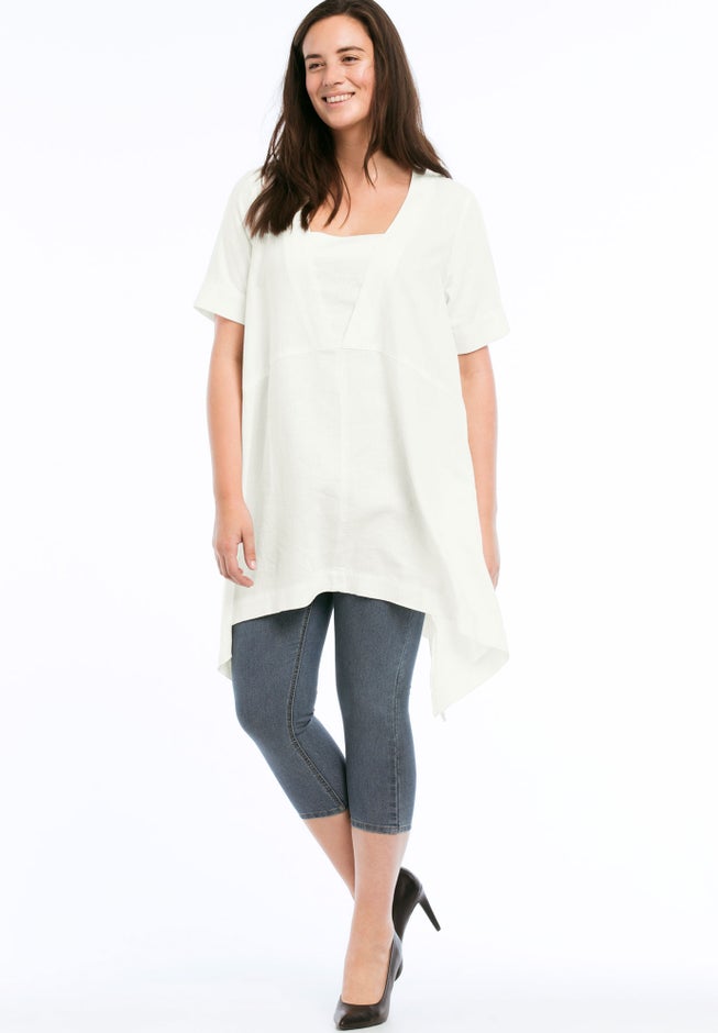 Linen-Blend Hanky Hem Tunic image number 2