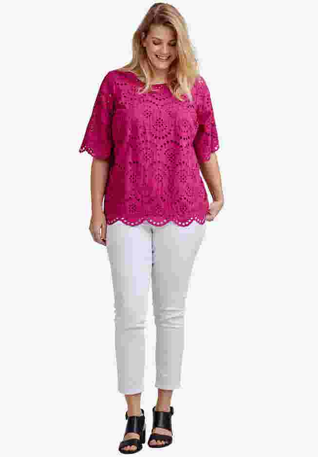 Scalloped Hem Eyelet Blouse image number 2