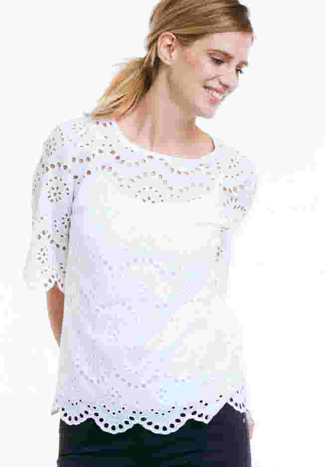 Scalloped Hem Eyelet Blouse image number 0