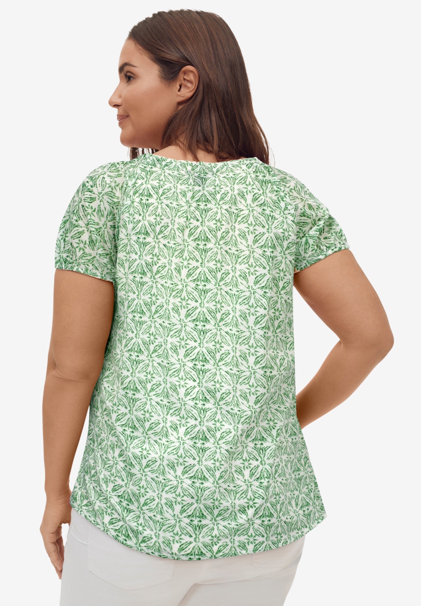 Keyhole Neckline Peasant Blouse image number 1