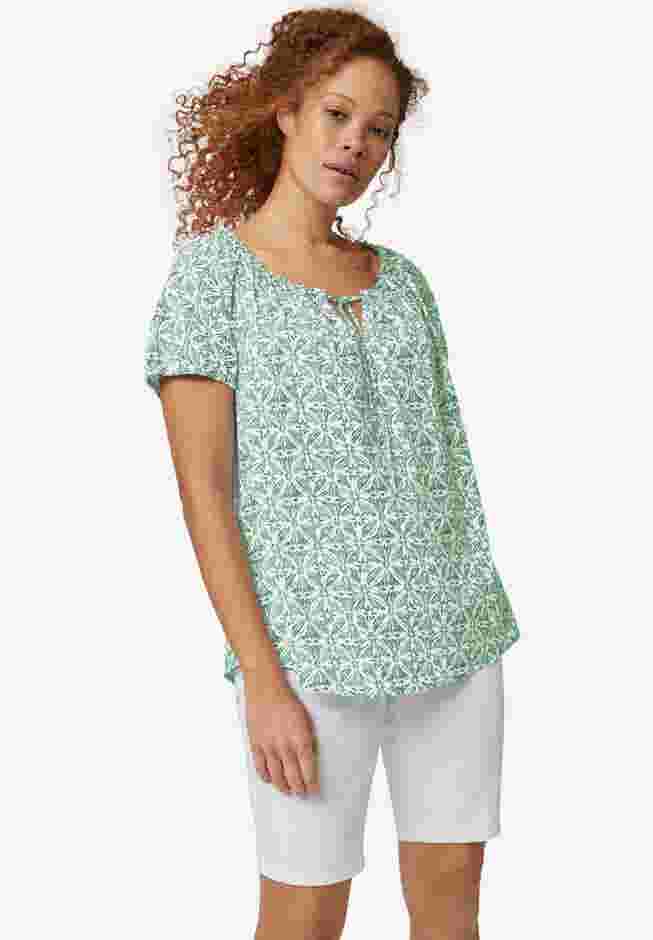 Keyhole Neckline Peasant Blouse image number 0