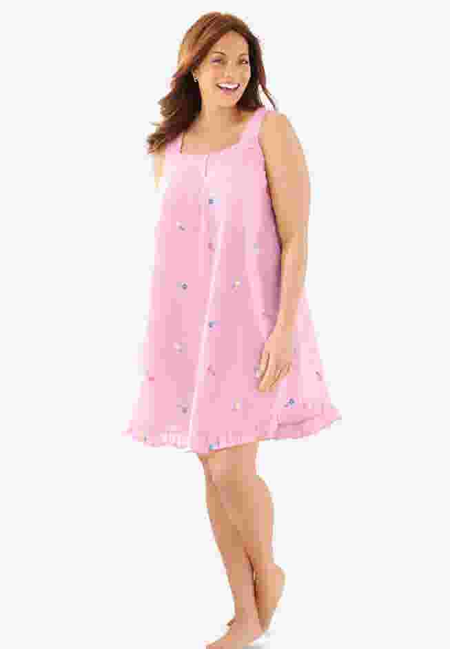 Short Embroidered Nightgown  image number 0