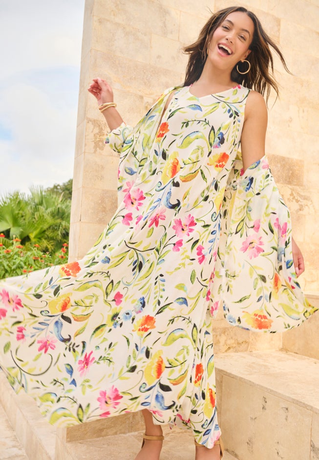 crinkle cotton dresses plus size Only Necessities Plus Size Long Crinkle Cotton Lounger