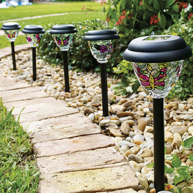 Tiffany Style Solar Stake Lights, Set of 5 image number null