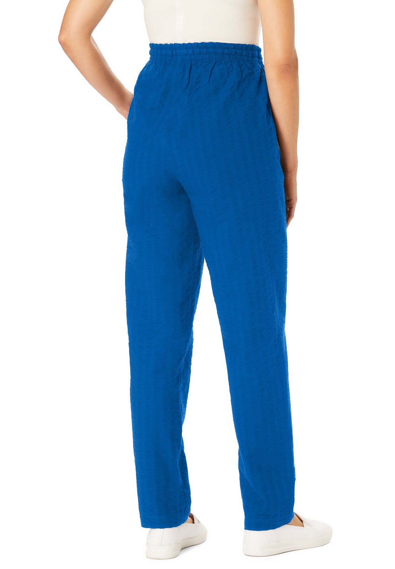 Seersucker Pull-on Elastic-Waist Pants image number 1