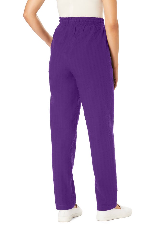 Seersucker Pull-on Elastic-Waist Pants image number 1