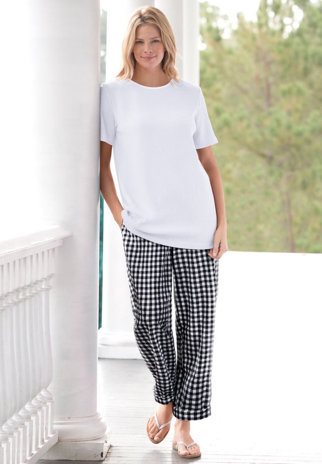 Seersucker Pull-on Elastic-Waist Pants image number 6