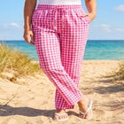 Seersucker Pull-on Elastic-Waist Pants image number null