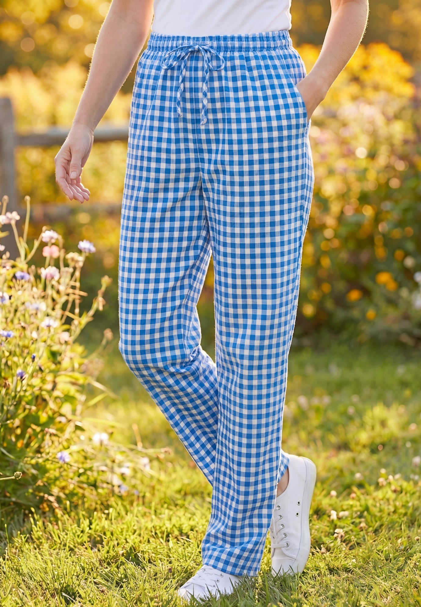 Seersucker Pull-on Elastic-Waist Pants image number 0